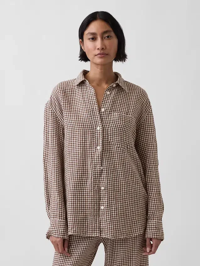 100% λινό oversized πουκάμισο