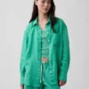 100% λινό oversized πουκάμισο