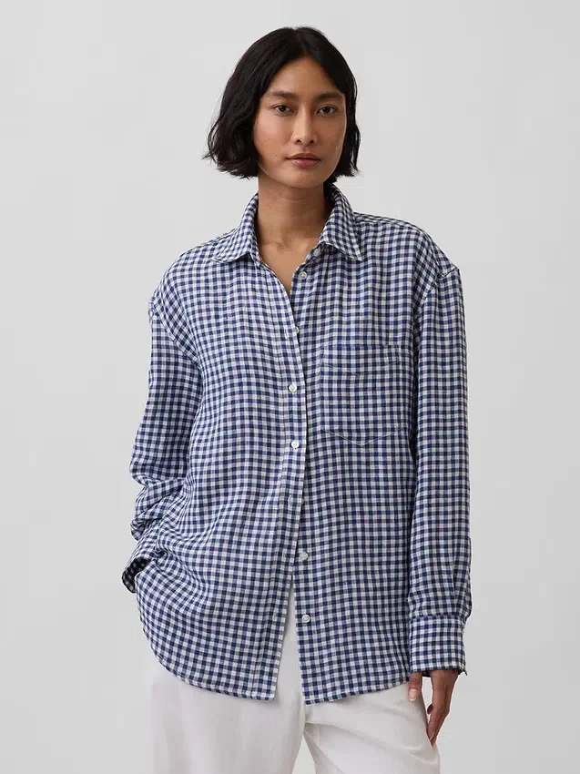100% λινό oversized πουκάμισο