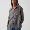 100% λινό oversized πουκάμισο