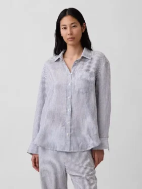 100% λινό oversized πουκάμισο