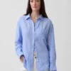 100% λινό oversized πουκάμισο