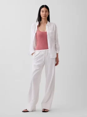 100% λινό oversized πουκάμισο