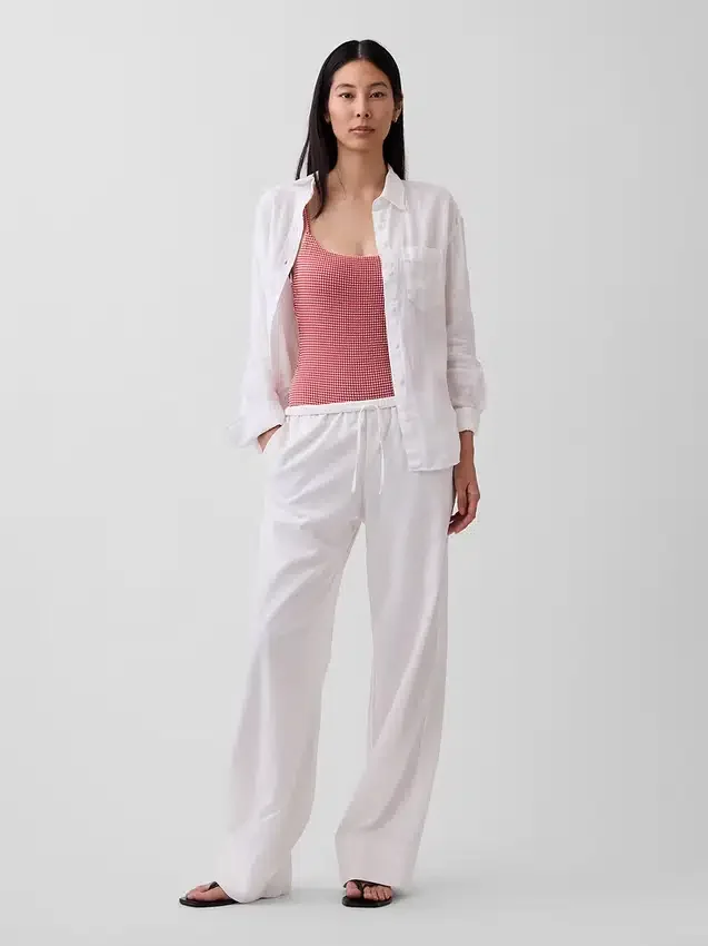 100% λινό oversized πουκάμισο