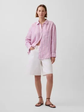 100% λινό oversized πουκάμισο