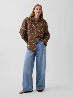 100% λινό oversized πουκάμισο
