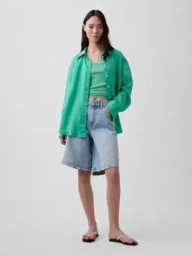 100% λινό oversized πουκάμισο
