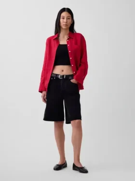 100% λινό oversized πουκάμισο