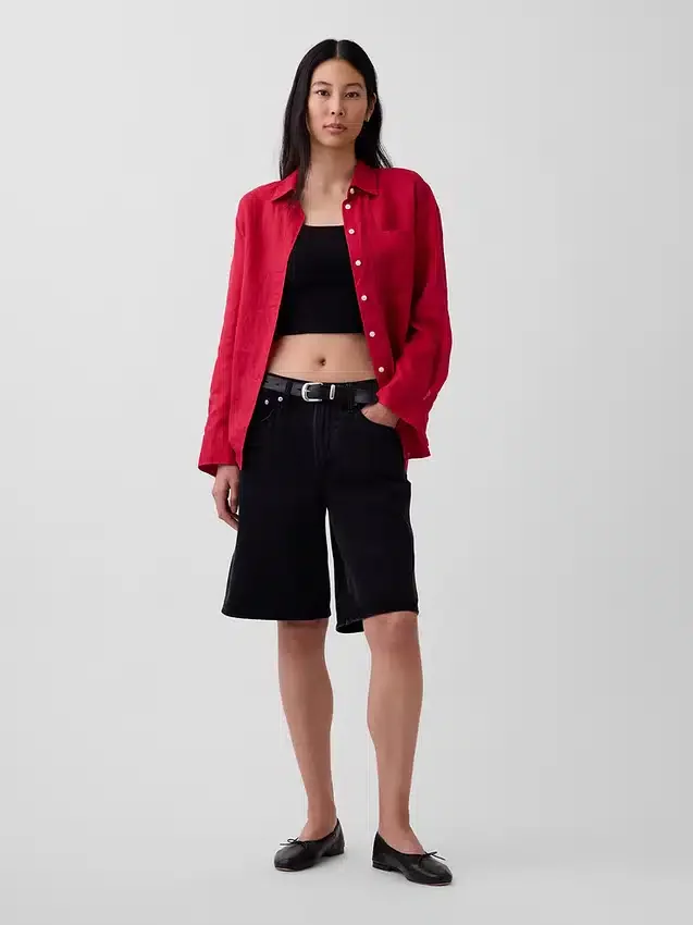100% λινό oversized πουκάμισο