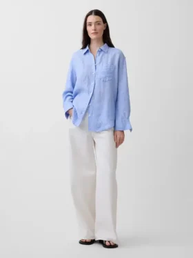 100% λινό oversized πουκάμισο