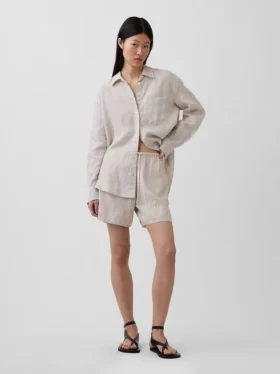 100% λινό oversized πουκάμισο