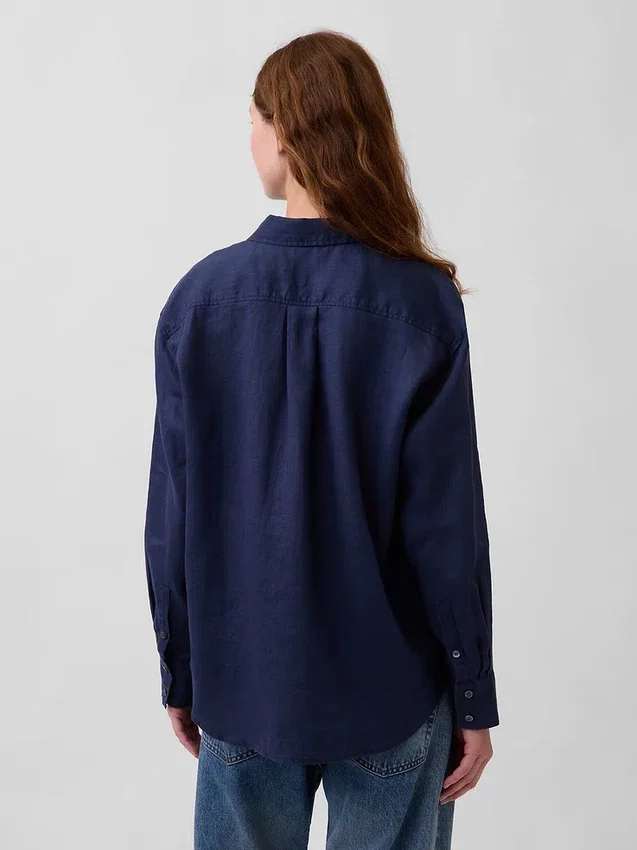 100% λινό oversized πουκάμισο