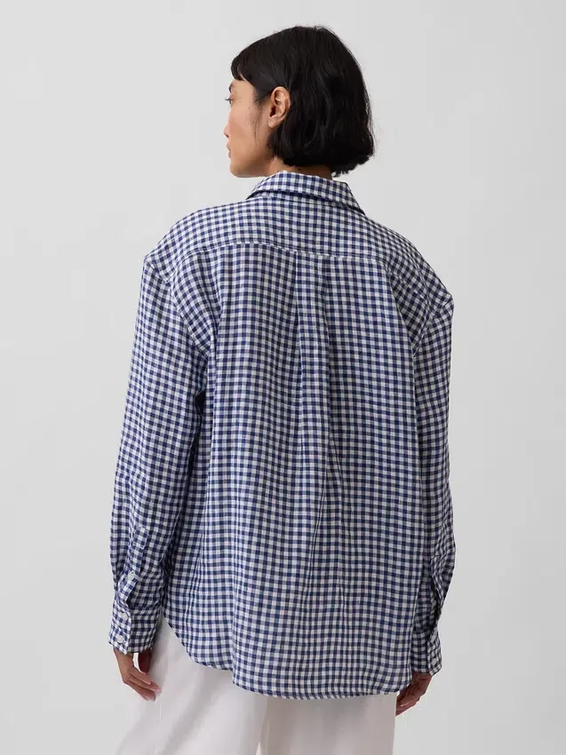 100% λινό oversized πουκάμισο