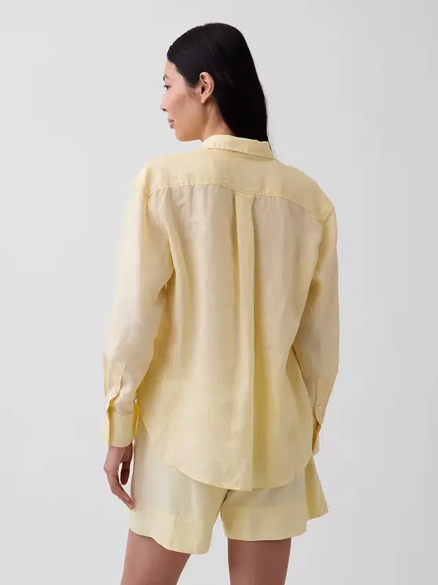 100% λινό oversized πουκάμισο