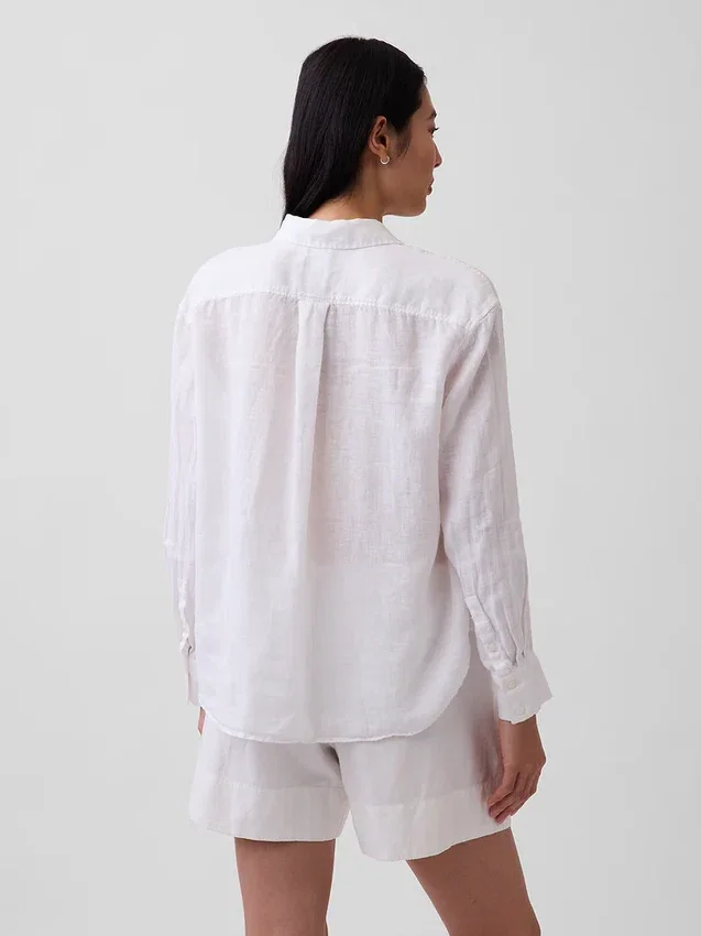 100% λινό oversized πουκάμισο