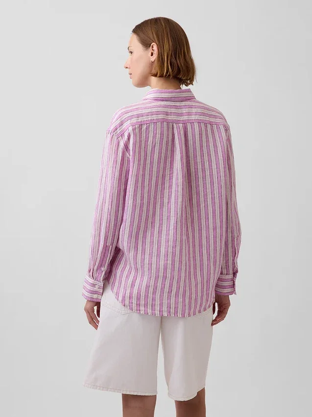 100% λινό oversized πουκάμισο
