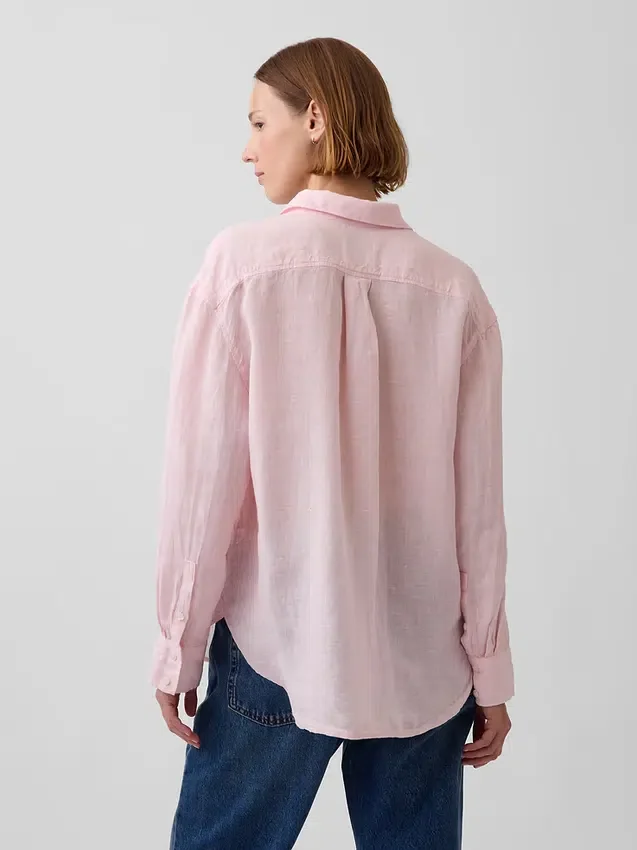 100% λινό oversized πουκάμισο