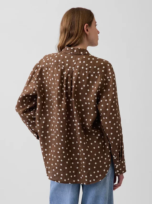 100% λινό oversized πουκάμισο
