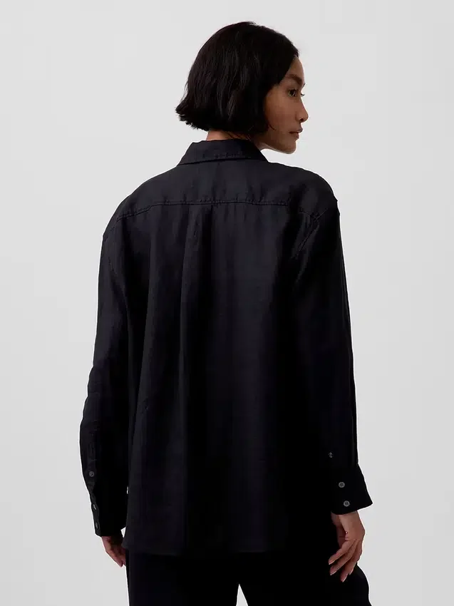 100% λινό oversized πουκάμισο