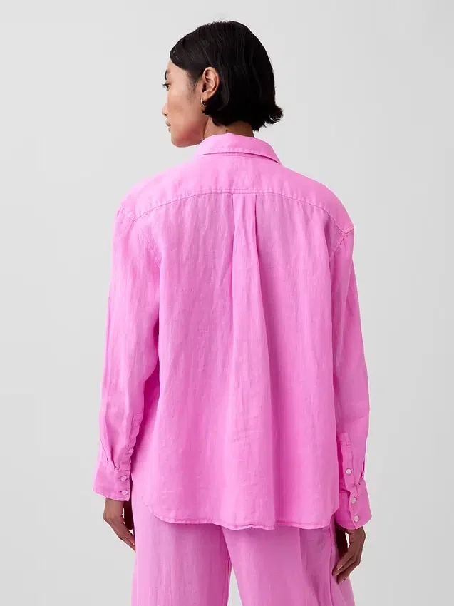 100% λινό oversized πουκάμισο