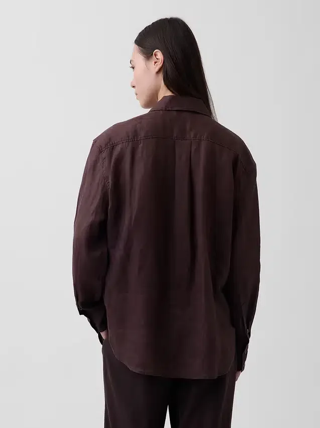 100% λινό oversized πουκάμισο