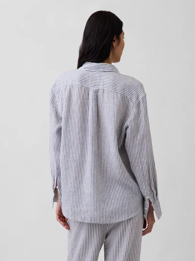 100% λινό oversized πουκάμισο
