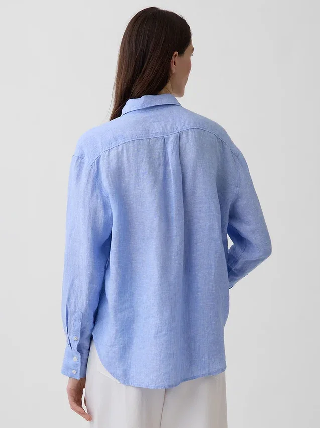 100% λινό oversized πουκάμισο