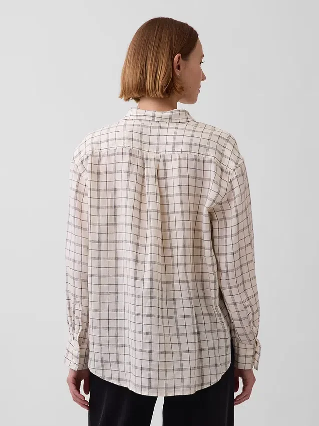 100% λινό oversized πουκάμισο