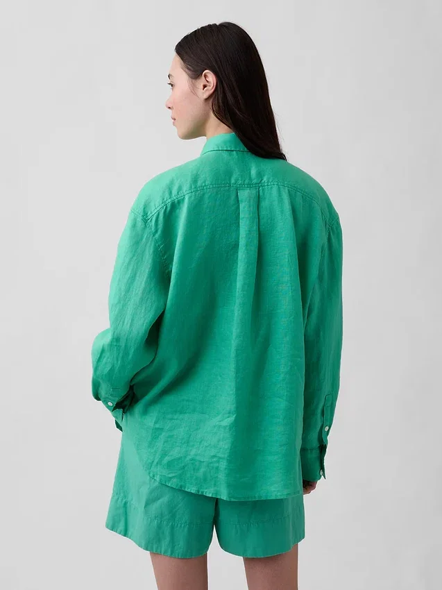 100% λινό oversized πουκάμισο