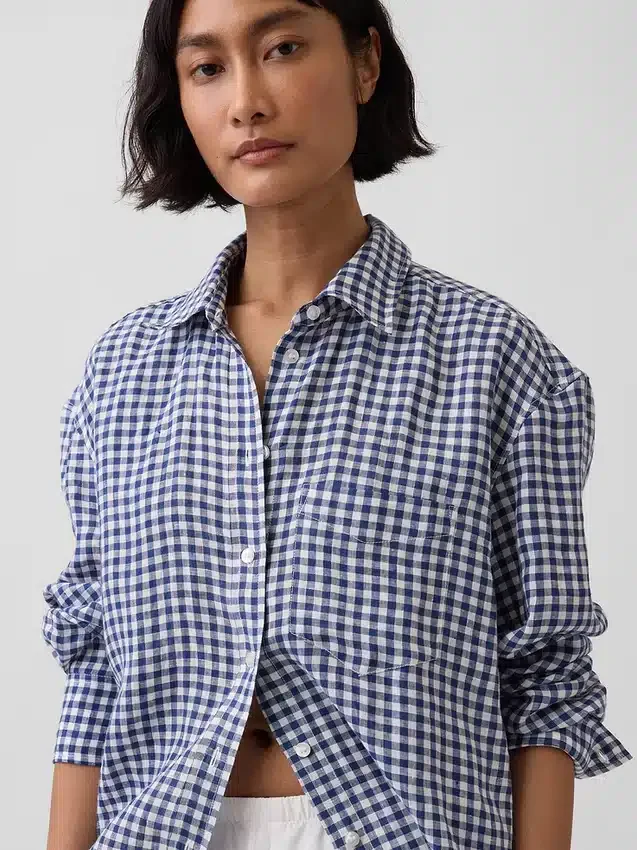 100% λινό oversized πουκάμισο