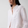 100% λινό oversized πουκάμισο