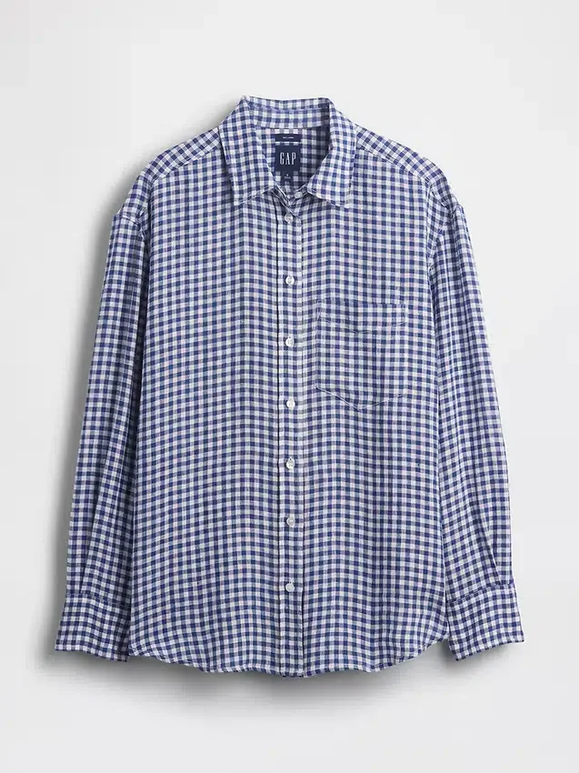 100% λινό oversized πουκάμισο