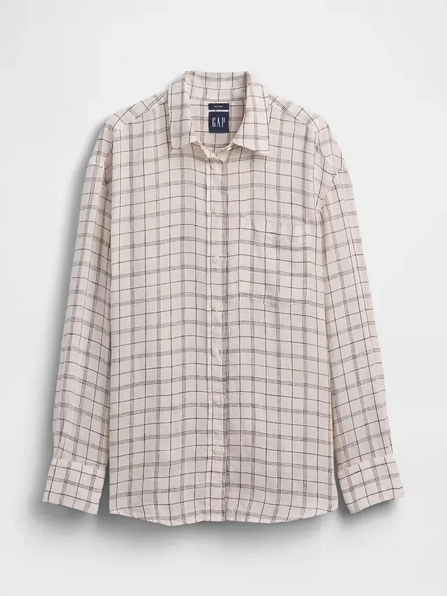 100% λινό oversized πουκάμισο