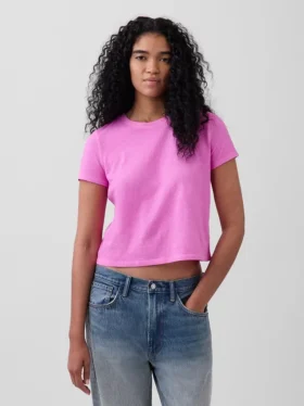 100% βαμβακερό αυθεντικό T-shirt με συρρικνωμένη εφαρμογή