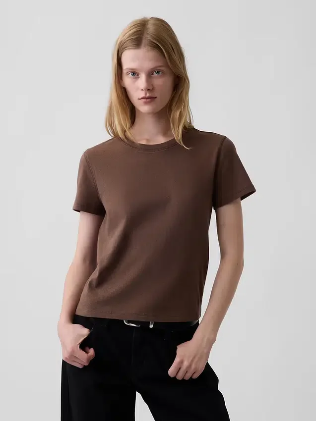 100% βαμβακερό αυθεντικό T-shirt με συρρικνωμένη εφαρμογή