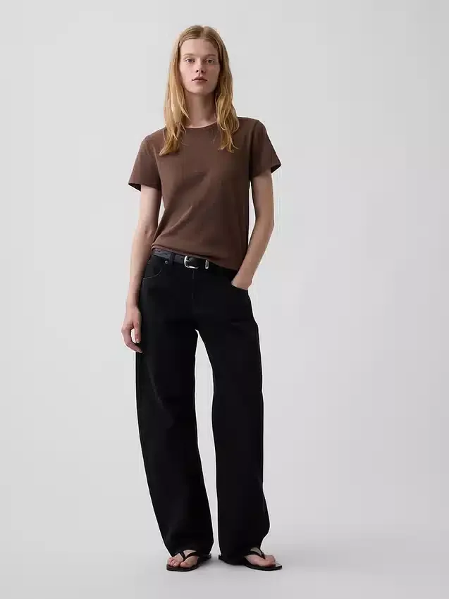 100% βαμβακερό αυθεντικό T-shirt με συρρικνωμένη εφαρμογή
