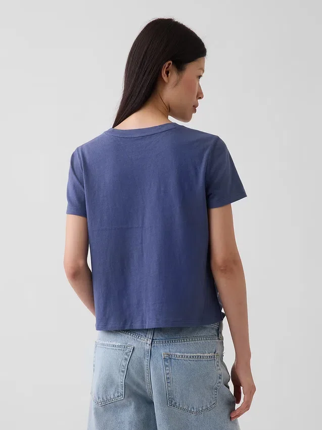 100% βαμβακερό αυθεντικό T-shirt με συρρικνωμένη εφαρμογή