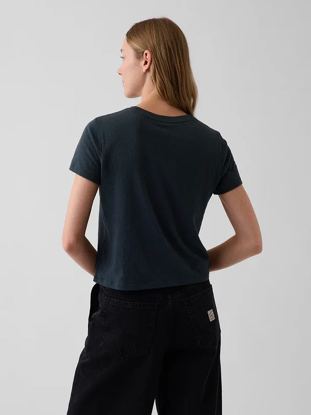 100% βαμβακερό αυθεντικό T-shirt με συρρικνωμένη εφαρμογή