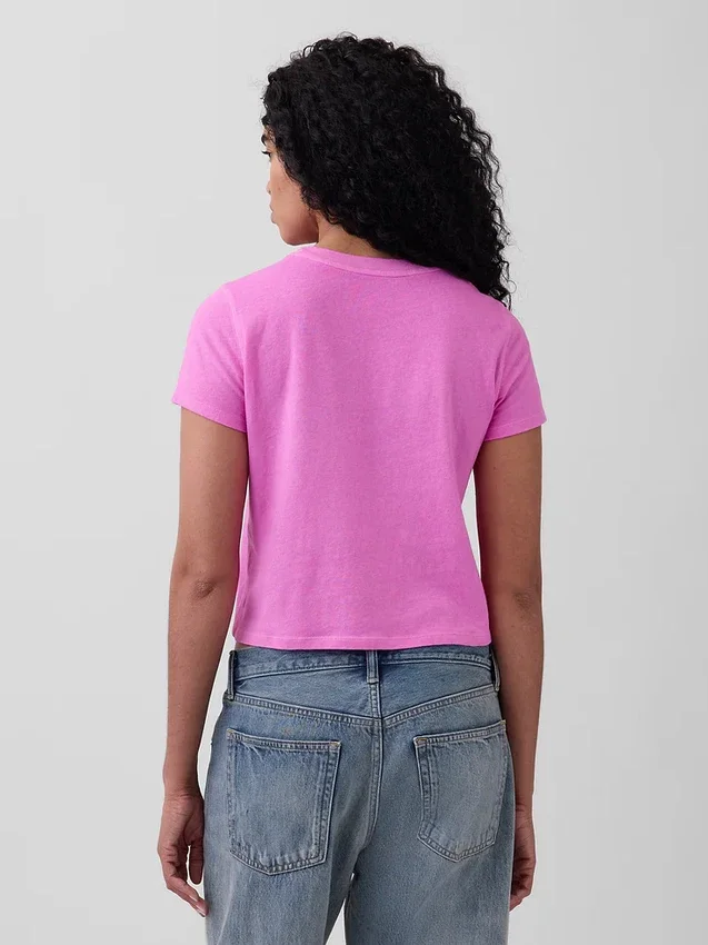 100% βαμβακερό αυθεντικό T-shirt με συρρικνωμένη εφαρμογή