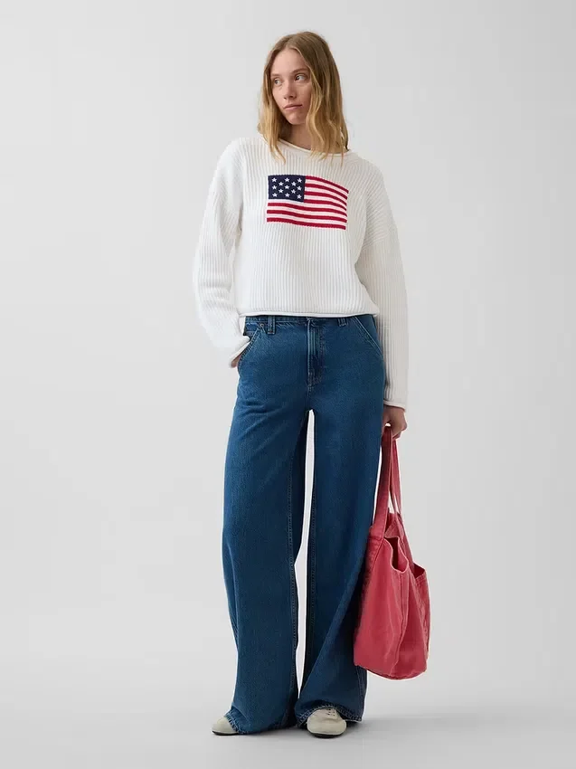 100% βαμβακερό oversized πουλόβερ σε στυλ Americana