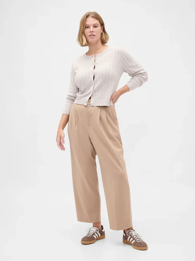 365 Παντελόνι με ψηλή μέση, βουρτσισμένο twill, στενό προς τον αστράγαλο
