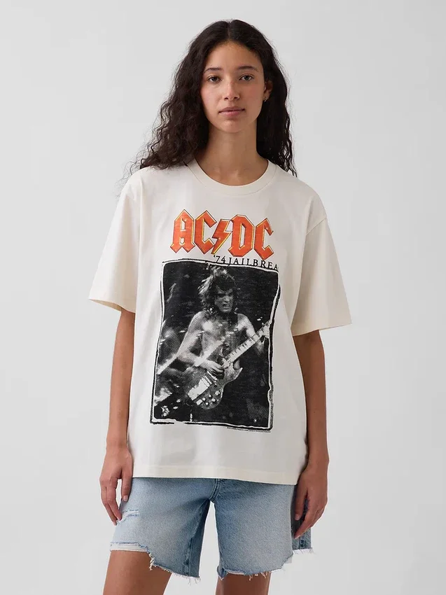 Ac/Dc Φαρδύ T-shirt με σχέδιο