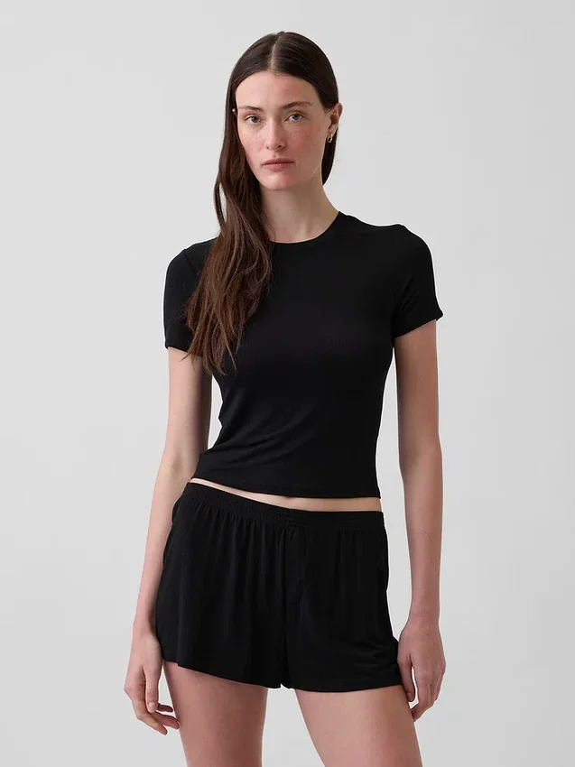 Απαλό T-shirt πιτζάμας από μοντάλ με ραβδώσεις