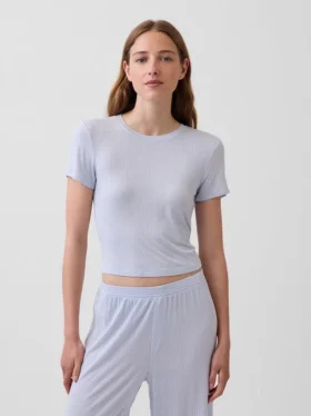 Απαλό T-shirt πιτζάμας από μοντάλ με ραβδώσεις