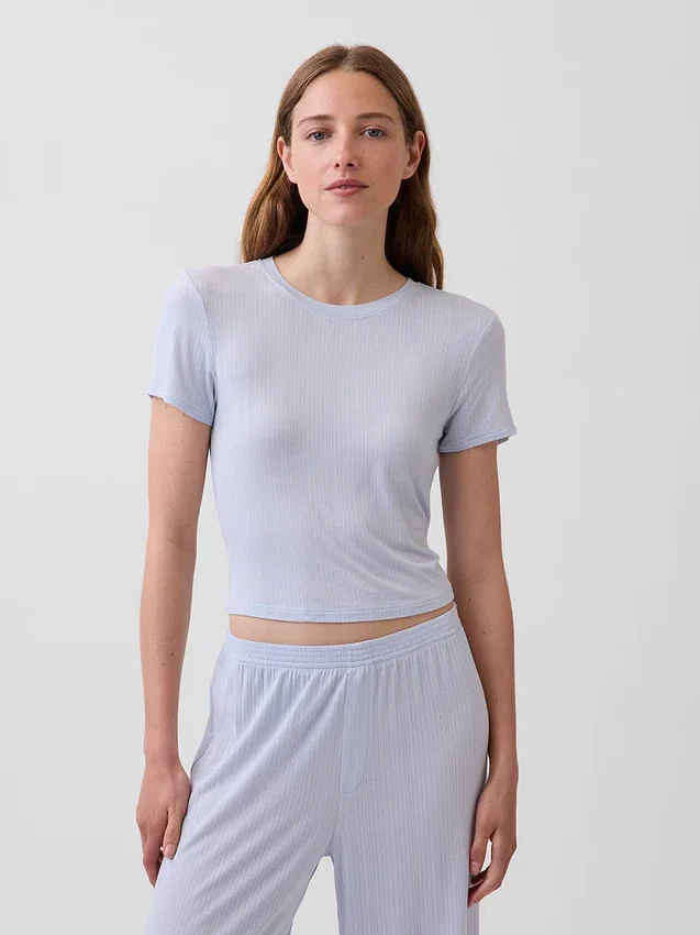Απαλό T-shirt πιτζάμας από μοντάλ με ραβδώσεις