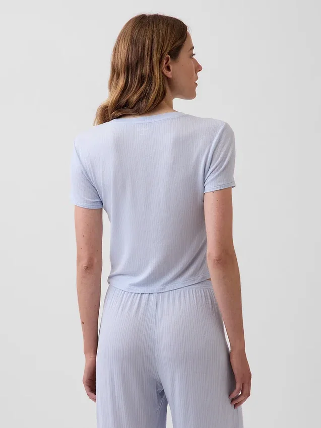 Απαλό T-shirt πιτζάμας από μοντάλ με ραβδώσεις