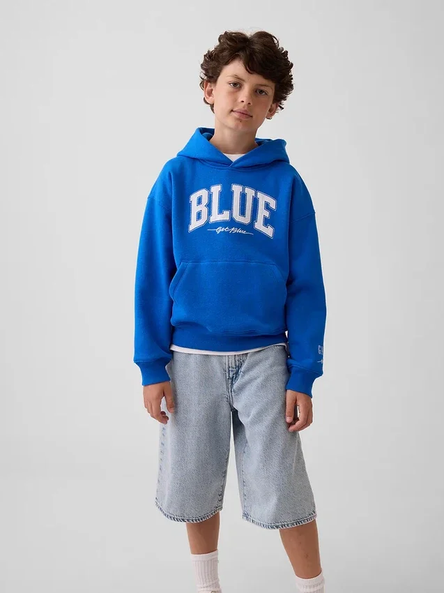 Αποκτήστε το παιδικό φούτερ με κουκούλα Blue Kids Vintagesoft Relaxed