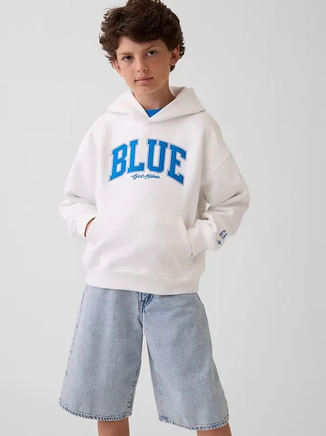 Αποκτήστε το παιδικό φούτερ με κουκούλα Blue Kids Vintagesoft Relaxed