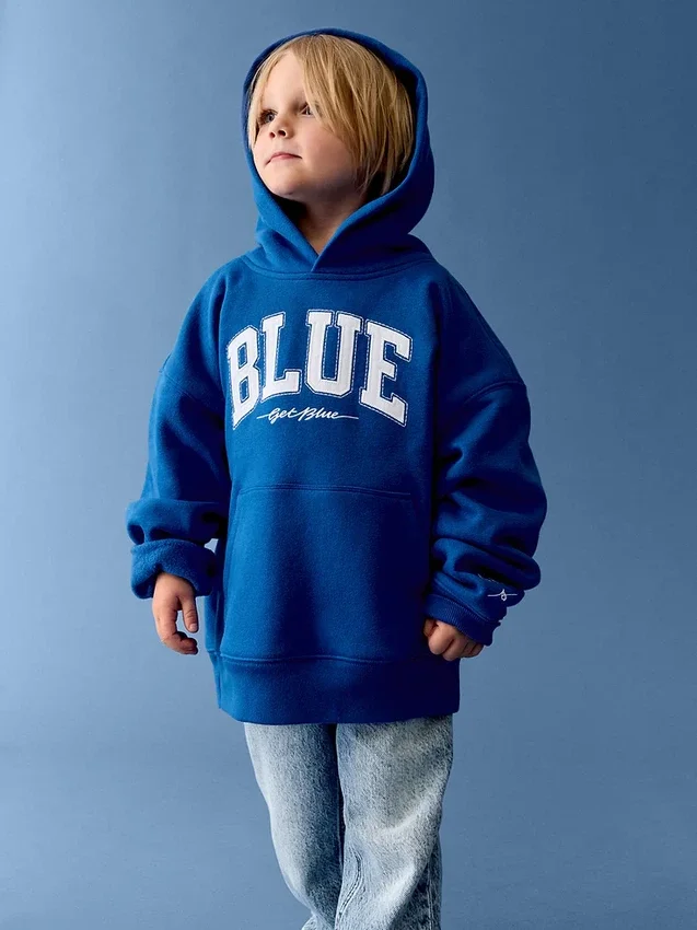 Αποκτήστε το παιδικό φούτερ με κουκούλα Blue Kids Vintagesoft Relaxed