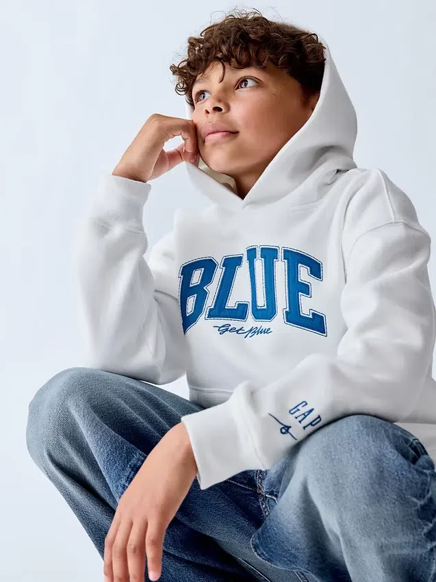 Αποκτήστε το παιδικό φούτερ με κουκούλα Blue Kids Vintagesoft Relaxed